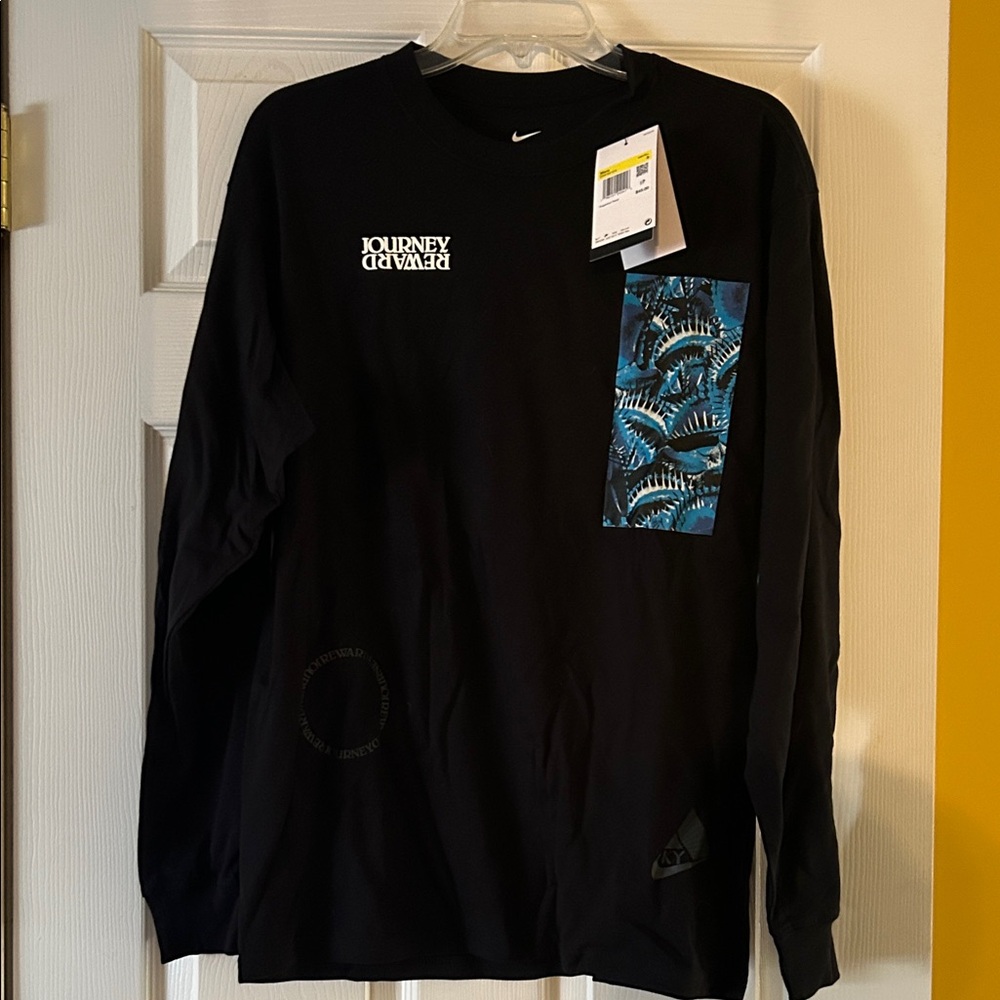 Nike Black Long Sleeve with Blue Patterned Pocket